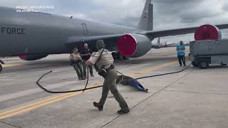 Gator Tackled on the Tarmac of Florida Air Force Base [upl. by Ahsitil]