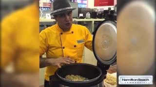 Feria Abastur 2015  Cómo usar la olla arrocera How to Use Rice Cooker de Hamilton Beach [upl. by Noguchi]