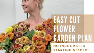 Easy Cut Flower Garden Plan NO SEED STARTING NEEDED [upl. by Aihpled216]