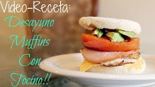 RECETA DESAYUNO MUFFINS DE HUEVO CON TOCINO MUY FACIL [upl. by Kosak]