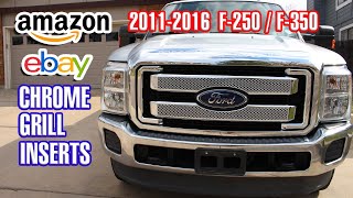 2011  2016 Ford F250  F350 chrome grill inserts unboxing how to install review ebay amazon [upl. by Clynes]