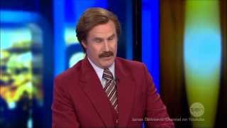 Ron Burgundy amp The quotInfamous Fannyquot Interview LIVE FULL Australian Tv 25112013 [upl. by Neelsaj72]