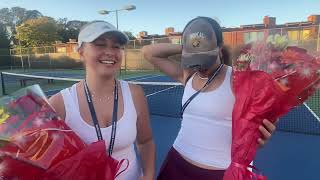 Scotts Valley’s Erin Szymanski left and Sofia Niklaus the SCCAL doubles tennis champs [upl. by Lashond592]