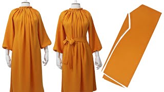 👌Very Easy Elastic Neck Designer Dress Cutting and Sewing in 10 minutes [upl. by Barlow]