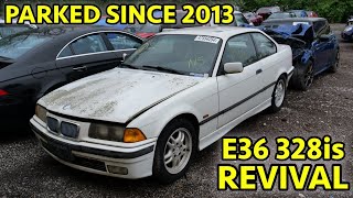 FORGOTTEN E36 Salvage Auction Rescue 98 BMW 328is 5Speed Parked For YEARS is SAVED From Crusher [upl. by Netsruk]