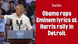 Obama raps Eminem lyrics at Harris rally in Detroit [upl. by Netty40]