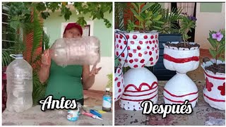 Cómo hacer macetas hechas de botellas de plástico ♻️ [upl. by Nauwaj]