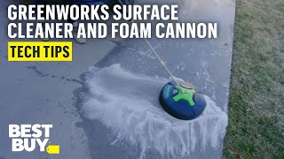 Using the Surface Cleaner and Foam Cannon with the Greenworks Pro Electric Pressure Washer [upl. by Esinahs]