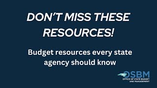 Budget Resources Every State Agency Should Know [upl. by Nylirahs965]