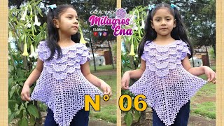 Blusa N° 6 tejida a crochet en punto pavo real paso a paso TODAS LAS TALLAS S M L XL XXL [upl. by Nisaj]