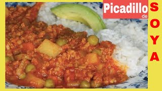 PICADILLO de SOYA  cómo hacer hidratar la soya fácil  receta de comida vegetariana [upl. by Harvie]