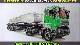 Menggambar Truk UD Quester Keren dengan Pensil Warna Timelapse Drawing dadingtimur [upl. by Anujra]