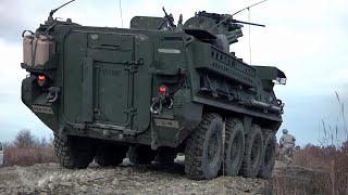 US Military Stryker 8x8 Wheeled Multirole Armored Fighting Vehicle [upl. by Millwater]