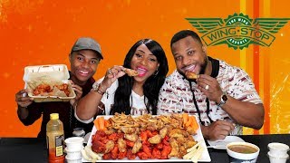 Wing Stop Party Pack Mukbang and Typical Family Talk [upl. by Spoor768]