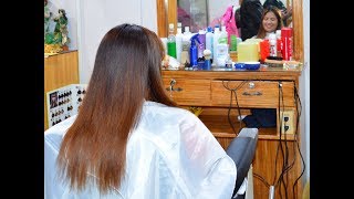 Barbershop girl long hair cuting [upl. by Tudor]