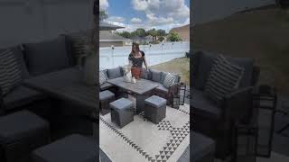 8 Seats Outdoor Sofa Dining Set Wicker Patio Sectional Set with Dining Table [upl. by Desdamonna934]