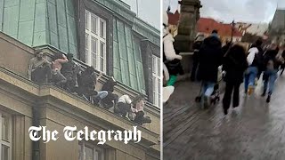 Prague shooting Students hide on university balcony as police eliminate suspect [upl. by Nyledaj140]