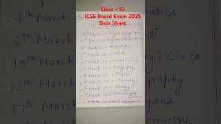 Class 10 ICSE Board Exam 2025 date sheet icse dailynewsupdate [upl. by Yzzo626]