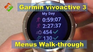 Garmin vivoactive 3  Menus Walkthrough [upl. by Evilc]