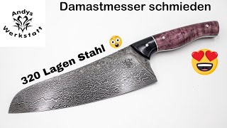 Wie geht das Damastmesser schmiedenherstellen Küchenmesser schmieden Damaszener Messer [upl. by Ahseikal]