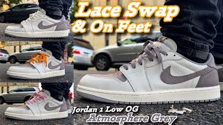 Lace Swap amp On Feet 👣 Jordan 1 Low OG Atmosphere [upl. by Loredana]