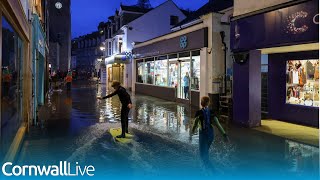 Dramatic footage as Cornwall floods and waves at high spring tides [upl. by Engdahl]