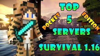 ✅TOP 5 Servidores Survival de Minecraft PE 116  11640 🌟 ACTIVOS🌟 2020 [upl. by Margit]