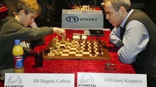 Magnus Carlsen vs Garry Kasparov  Reykjavik Iceland 2004 chess [upl. by Eehc]