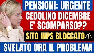 ⚠️MISTERO PENSIONI DICEMBRE 👉🏼IL CEDOLINO NON Si VEDE Ecco il PROBLEMA ‼️ [upl. by Eddy]