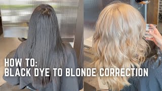 Black to Blonde Color correction Tutorial  hair transformation from box dye to blonde in one day [upl. by Yenahpets91]