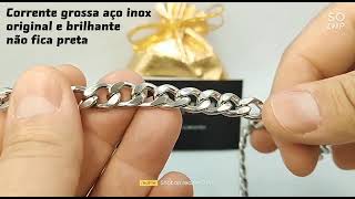 Corrente colar cordão grossa aço inox original para pescoço Elementum Semijoias [upl. by Gatias]