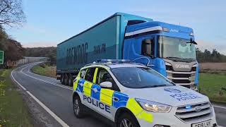 ARR craib Scania HGV and passing police car A96 [upl. by Harrod]