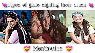 💘Types of girls sighting their crush😻Monthwise 🖤 Meoweditzsighting monthwise [upl. by Kaufman]