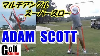 【アダムスコットの完璧なスイング】分析しやすい正面と後方から同時再生！アイアン マルチアングル スロー [upl. by Fusuy395]