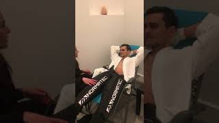 Julian Kostov does Cryo and Normatec at LondonCryo [upl. by Iem]