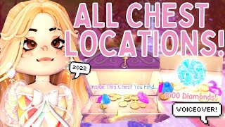 EASY amp FREE 6000 DIAMONDS Royale High WVOICEOVER ALL DIVINIA PARK CHEST LOCATIONS 2022 🏰 [upl. by Ettelimay94]