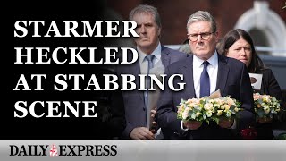 Southport Keir Starmer shouted at during visit to knife attack location [upl. by Ajnos721]