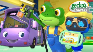 Painting Bobby School Bus  Geckos Garage  Trucks For Children  Cartoons For Kids [upl. by Adnol]