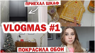 VLOGMAS 1 ПОСТАВИЛИ ЁЛКУ 🎄 ПРИЕХАЛ ШКАФ 🔥 ПОЧЕМУ ТАК ПОКРАСИЛА ОБОИ 😕 НОВОГОДНИЙ ШОППИНГ 🎁 [upl. by Haydon]