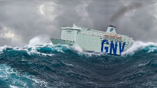 GNV Atlas affronta il mare in tempesta tra Tangeri e Sète [upl. by Navak]