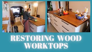 Repairing amp Refinishing Wooden Kitchen Countertops  Do It Yourself World  Wood Worktop Restoration [upl. by Galvan]