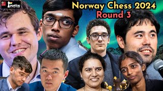 Norway Chess 2024 Round 3  ft Praggnanandhaa vs Carlsen [upl. by Demah]