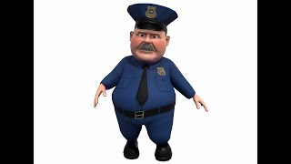 Cartoon policeman game ready 3D character asset [upl. by Gupta]