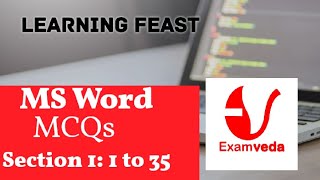 Examveda MS Word Section 1  1 to 35 MCQs  learnfeast1 [upl. by Etiam258]