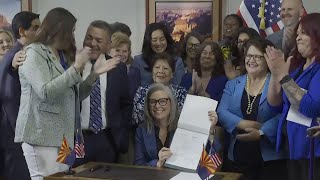 Arizonas Democratic governor signs a bill to repeal 1864 ban on most abortions [upl. by Nimajnab]