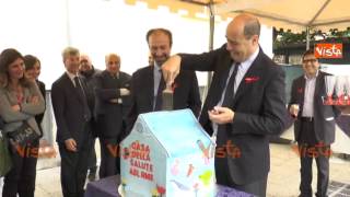 ZINGARETTI TAGLIA TORTA A FORMA DI CASA DELLA SALUTE 011214 [upl. by Naltiak85]