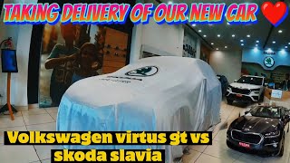 New car Delivery from Skoda Skoda slavia 15 tsi vs Volkswagen virtus gt💀skoda volkswagen [upl. by Kentiga]