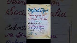 Impact Of Social Media On Teenagers Project File Class XII [upl. by Body]