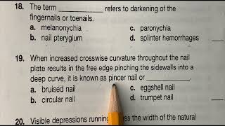 Cosmetology Written Exam Review Chapter 10 Nail Disorders amp Diseases [upl. by Ronnoc119]