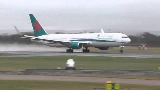 First choiceThomsonfly boeing 767 GOOAN takeoff at manchester airport MANEGCC SPEAKERS UP [upl. by Garling]